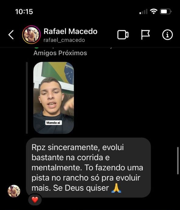 Rafael Macedo no direct: 'Evolui bastante na corrida e mentalmente'