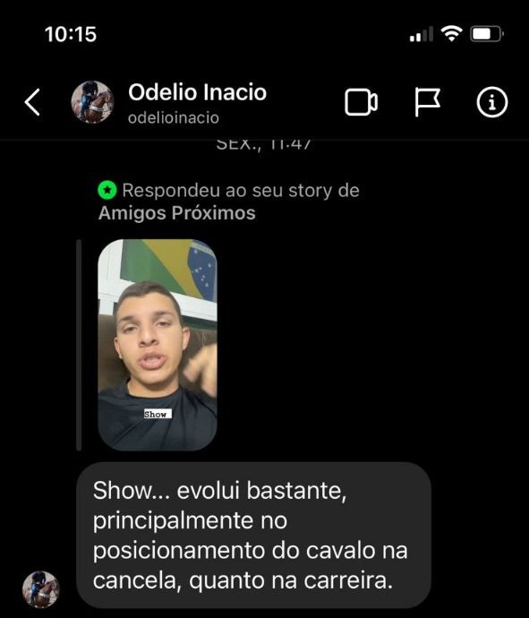 Odelio Inacio no direct: 'Evolui no posicionamento do cavalo na cancela e na carreira'